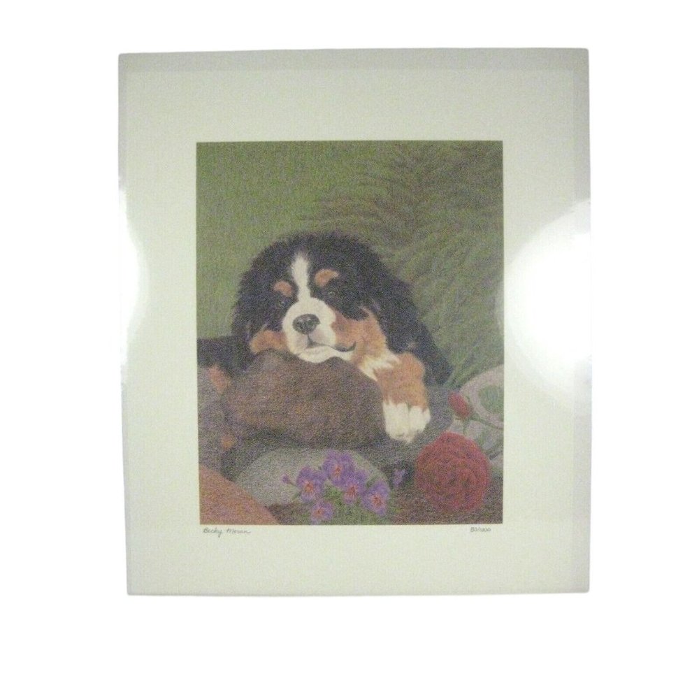 Print Art Dog Bernese Mountain Black Unframed 80/1000 Signed 11 in Moran
